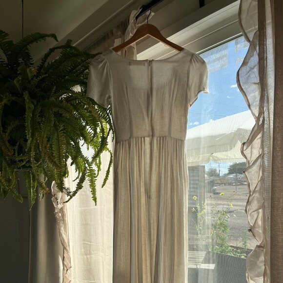 Dreamy Christy Dawn Scarlet Dress in Eggshell | XS | tailored pleated maxi - Picture 6 of 8